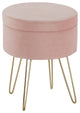 Round Storage Velvet Vanity Stool with Removable Lid, Pink