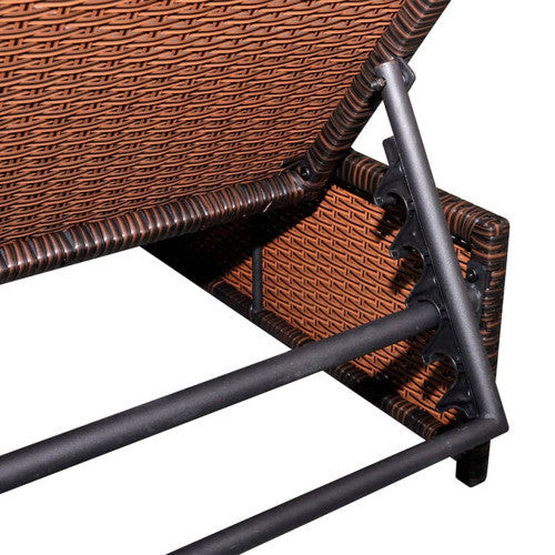 vidaXL Reclining Patio Chairs with Table Furniture 2 Pcs Brown Poly Rattan