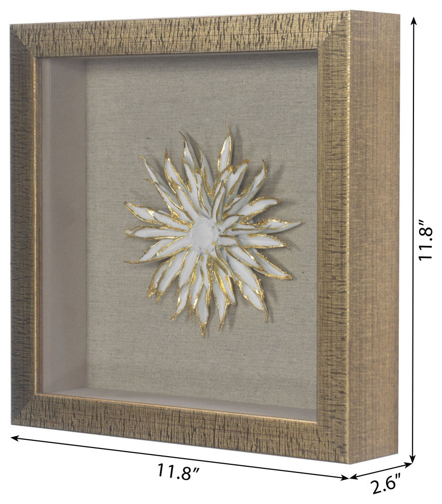 Gold Ceramic Flower Shadow Box Wall DÃ©cor (MS39291DP)