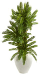 Nearly Natural 4" Triple Cycas Artificial Plant in White Planter