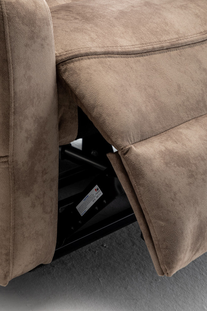 Motor Lift Recliner with Infinite Position & Extra-Wide Seat, Beige+brown