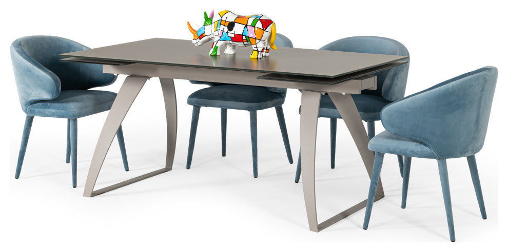 Modrest Croy Extendable Gray Glass Dining Table