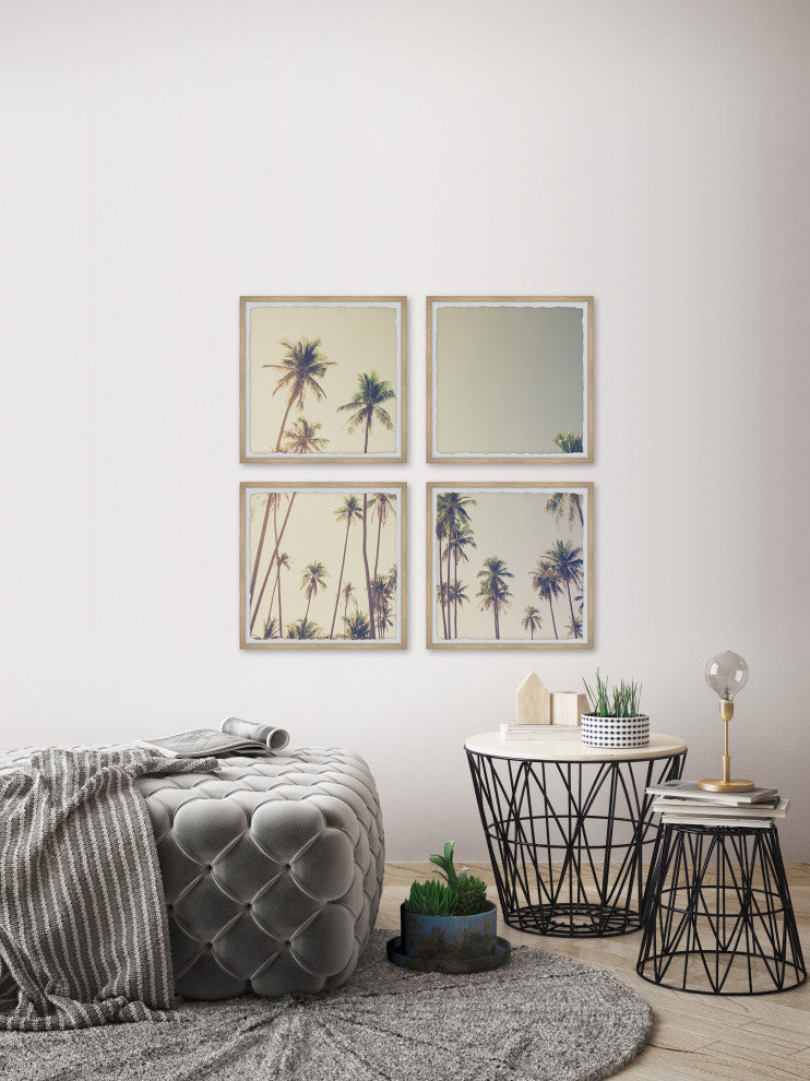 Palm Cool Breeze Quadriptych, 4-Piece Set, 18x18 Panels