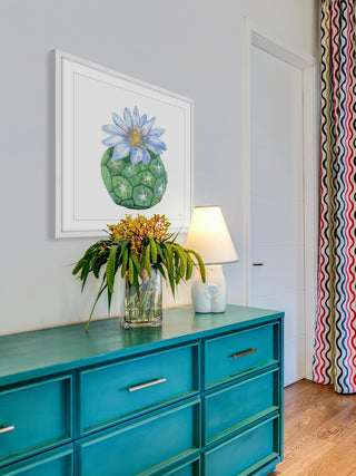 "Cactus Bleu" Framed Painting Print, 32"x32"