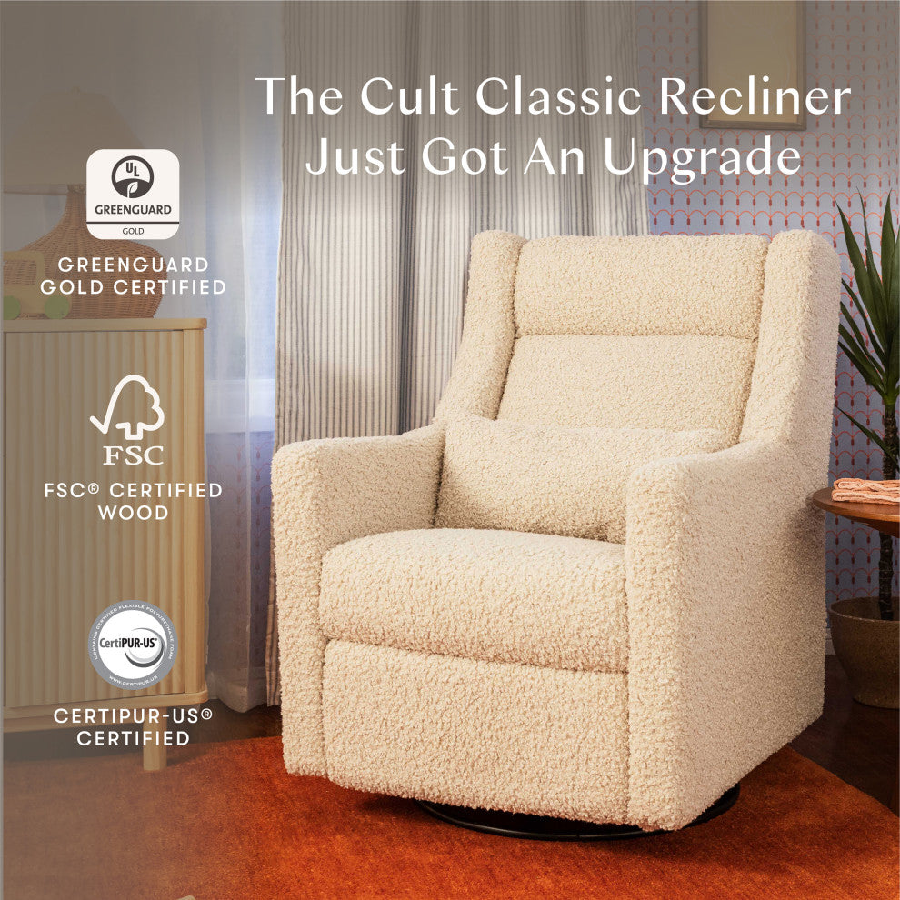 Kiwi Plus Power Glider Recliner w/ Power Headrest, Almond Teddy Loop