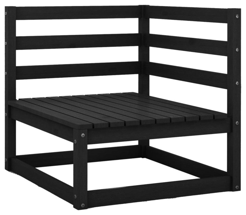 vidaXL 3 Piece Patio Lounge Set Black Solid Pinewood