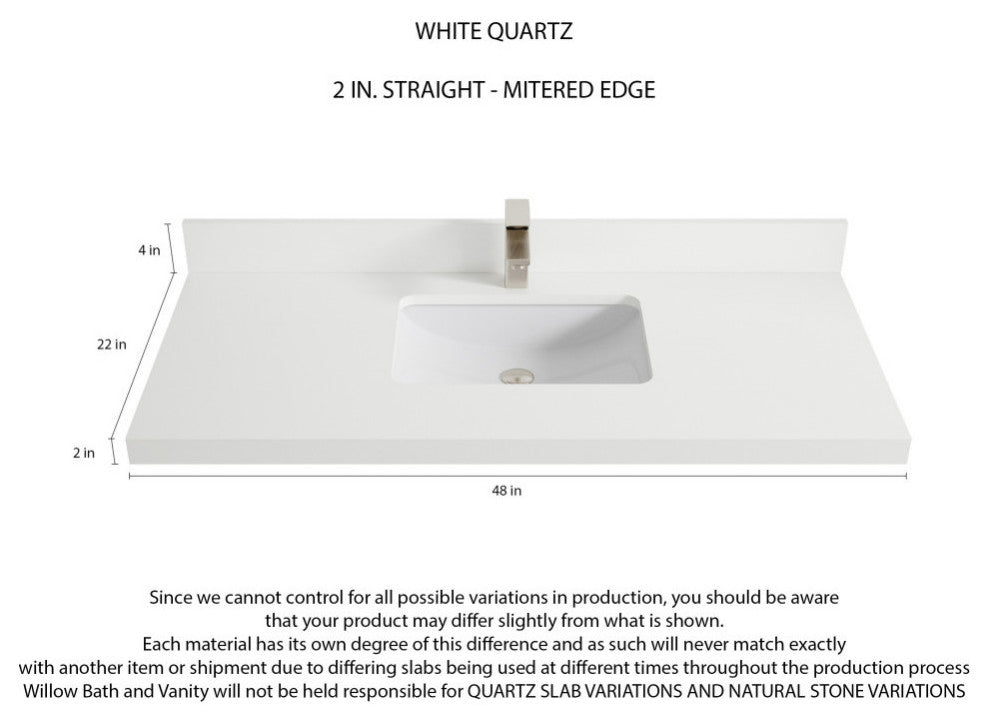 Parker 48 Single Sink Bath Vanity in White 2" White Quartz