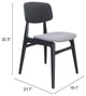 Dining Chair, Set of 2, Fabric, Wood, Gray, Black, Bar Kitchen Cafe Bistro