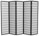 6' Tall Window Pane Shoji Screen, Black, 5 Panels