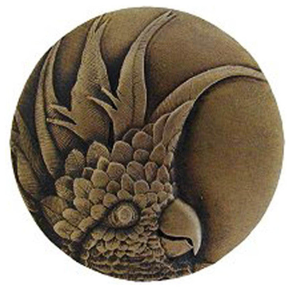 Cockatoo, Small - Left Cabinet Knob in Antique Brass, NHK324-AB-L