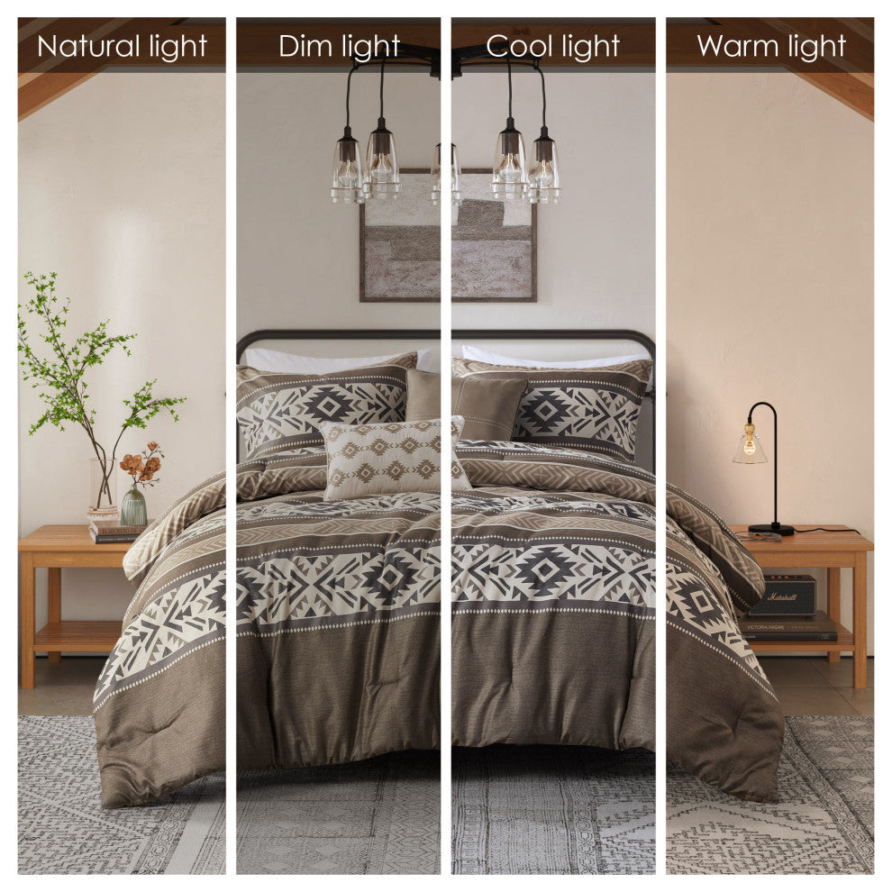 Madison Park Mariposa 5 Piece Stripe Herringbone Comforter Set
