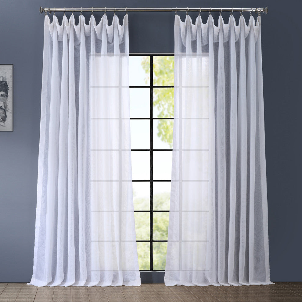 Signature Double Wide White Sheer Curtain Single Panel, 100"x120"