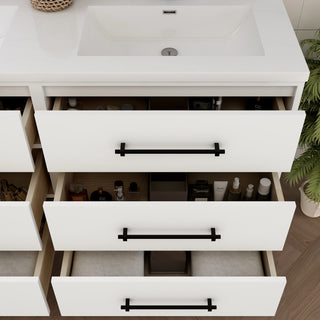 Victoria 60" Double Sink Solid Wood Bath Vanity, Glossy White
