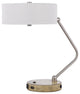 Benzara BM282148 20" Metal Angled Desk Lamp, 1 Type C USB Charging Port, Brown
