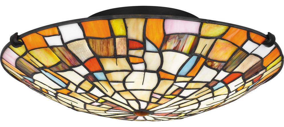 Quoizel TF5620MBK 2-Light Flush Mount, Tiffany