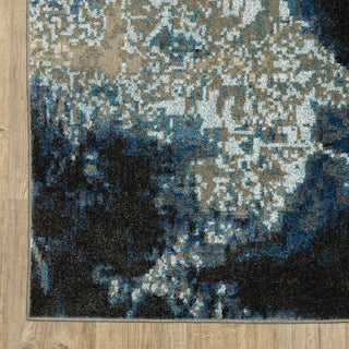 Vander Glass Blue/Beige Power-Loomed Area Rug, 2'3"x7'6"