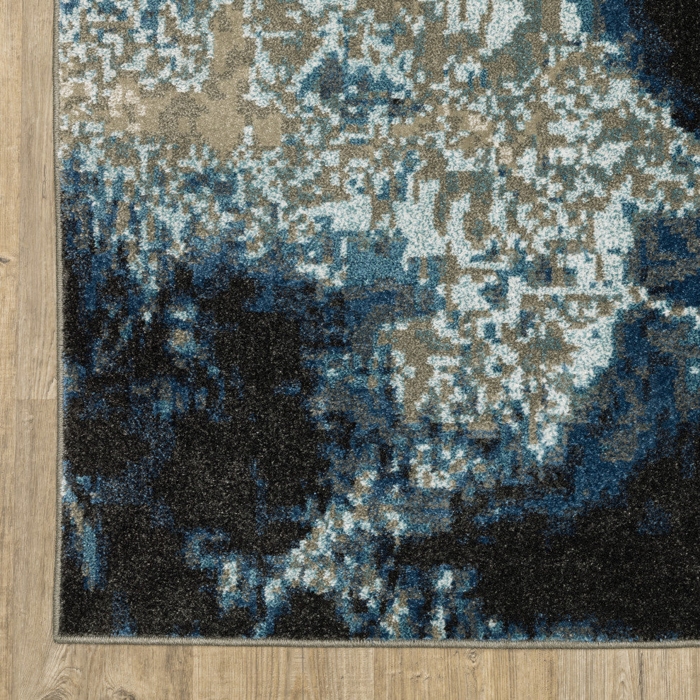 Vander Glass Blue/Beige Power-Loomed Area Rug, 2'3"x7'6"