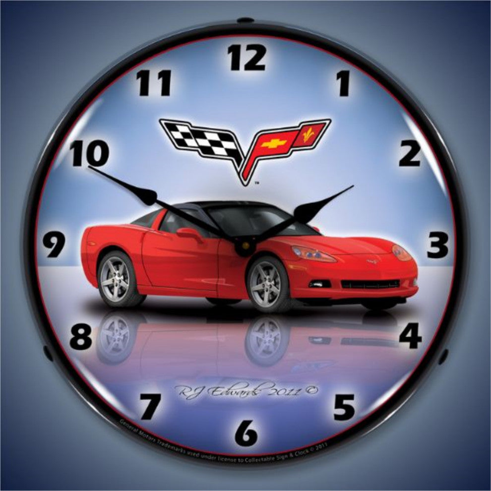 GMRE1112341 C6 Corvette Torch Red Clock