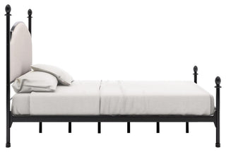 Furniture of America Freila Metal King Poster Panel Bed in Silver Gun Metal