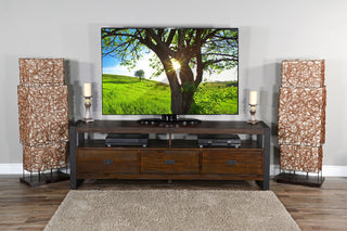 78" TV Stand Media Console Modern Rustic Industrial Cabinet