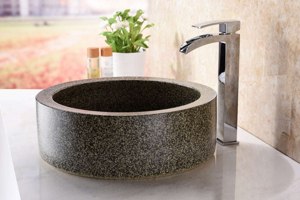 ANZZI Black Iro Tempered Glass Bathroom Vessel Sink