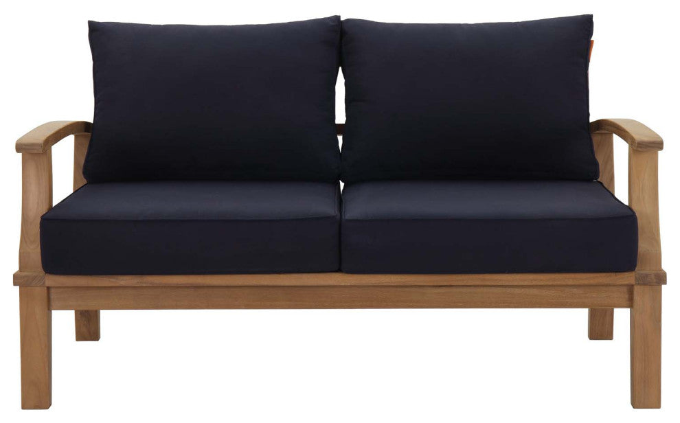 Natural Navy Marina Outdoor Patio Teak Loveseat