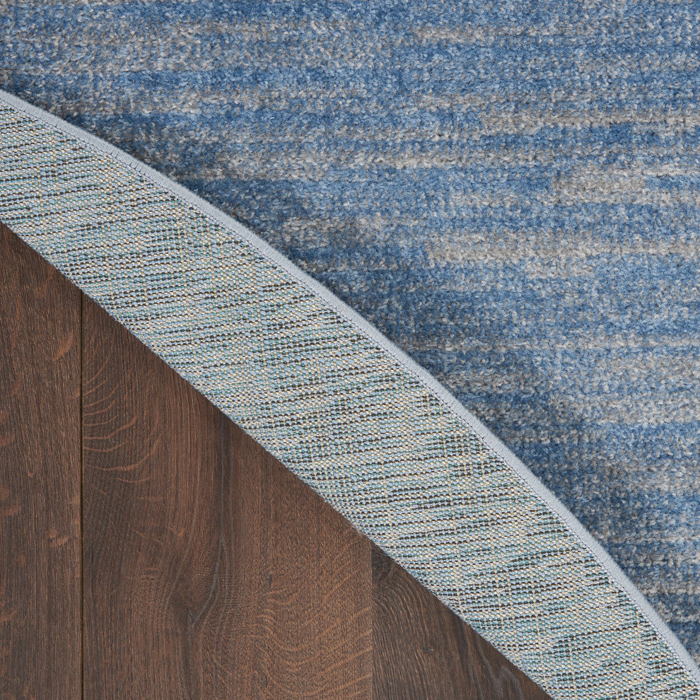 Nourison Essentials 8' x Round Blue/Grey Outdoor Area Rug