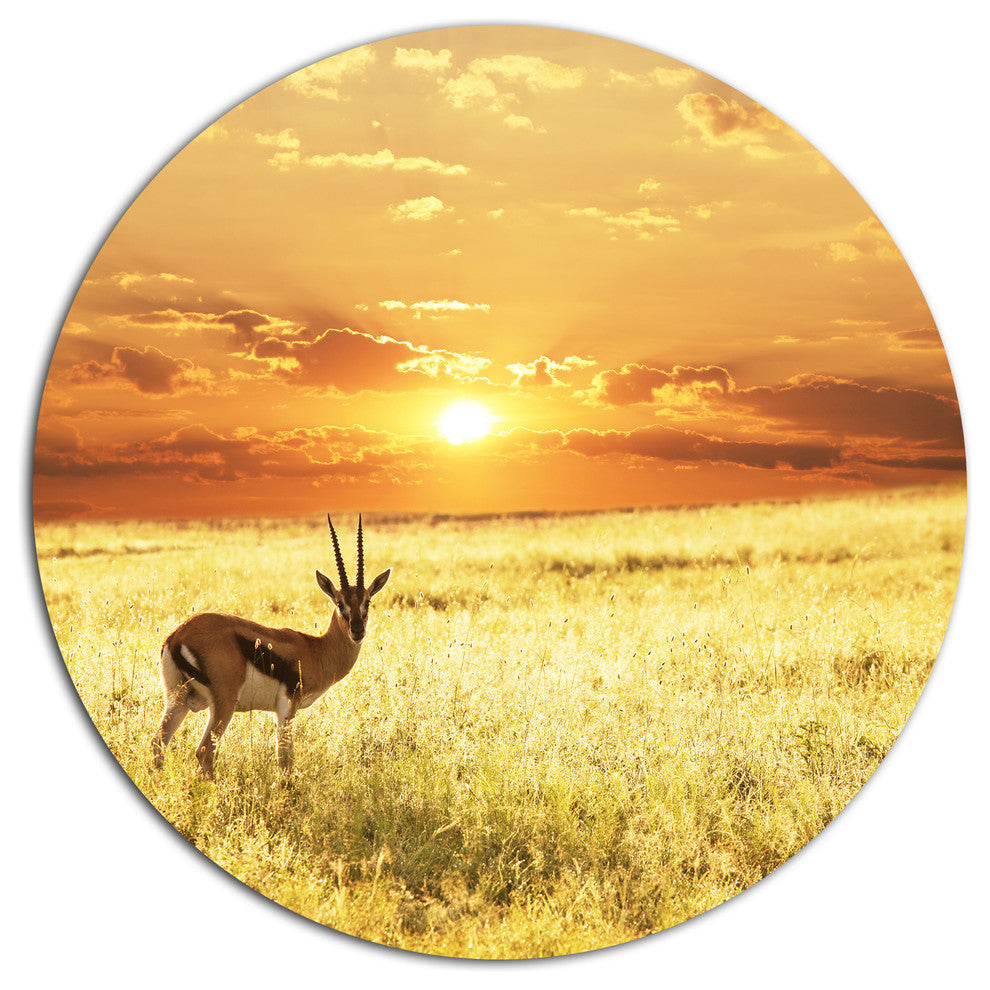 Solitary Antelope In Grassland, African Landscape Disc Artwork, 11"