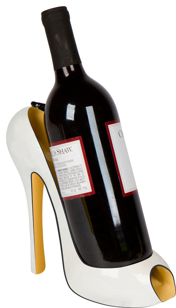 8"x7"H High Heel Wine Bottle Holder, Wine Rack White Flower