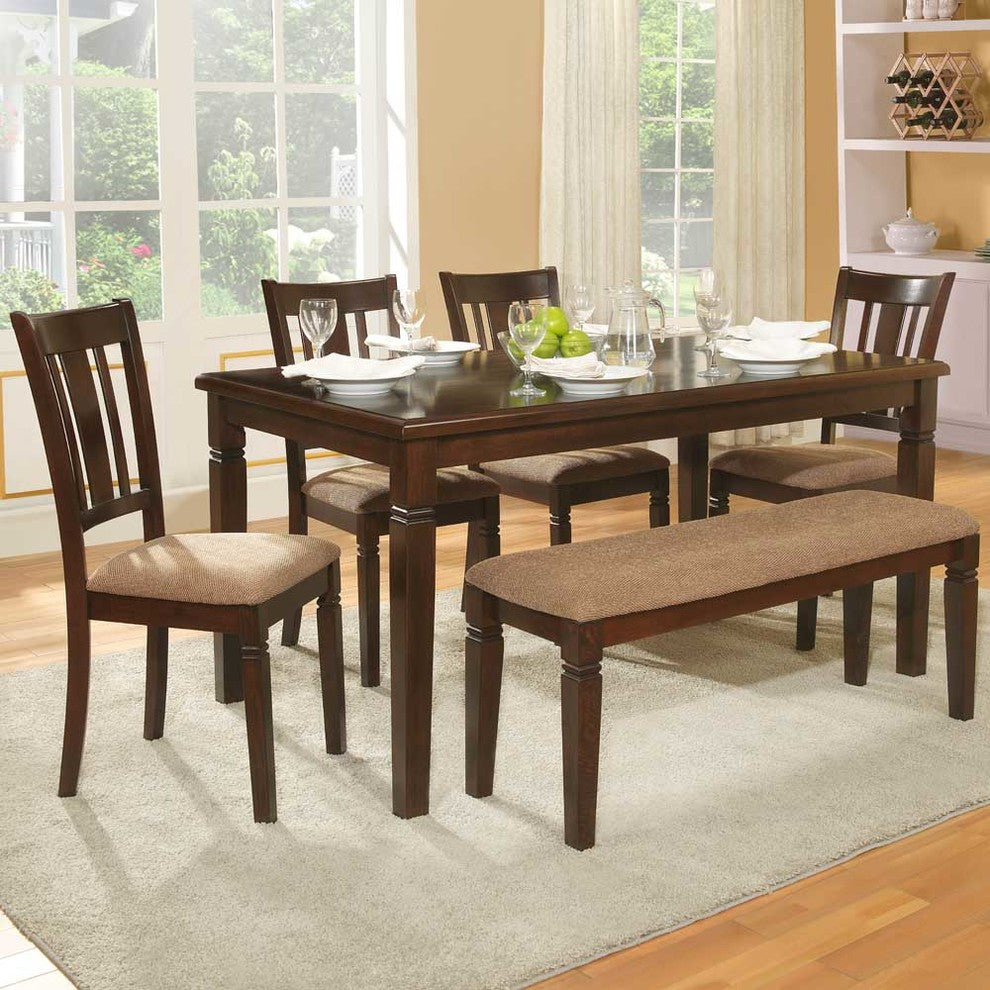 Homelegance Devlin 6-Piece Rectangular Dining Room Set, Espresso