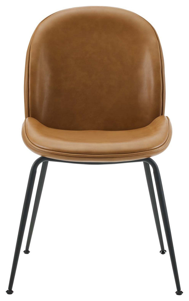 Side Dining Chair, Set of 2, Faux Vegan Leather, Tan, Modern, Bistro Restaurant