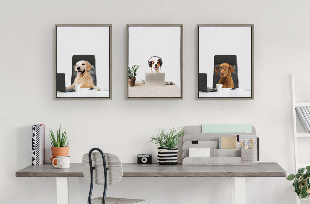 Sylvie I"™m Dennis Framed Canvas by The Creative Bunch Studio, Gray 18x24