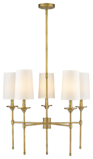 Emily Five Light Chandelier, Rubbed Brass