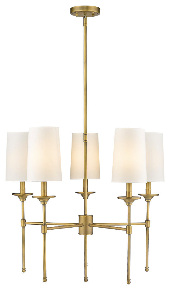 Emily Five Light Chandelier, Rubbed Brass
