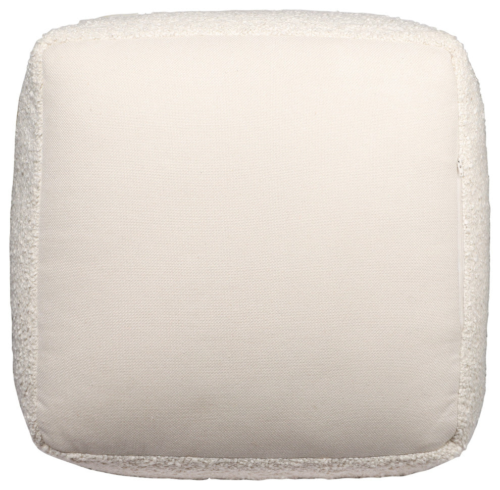 Twill Ivory Transitional Solid Handmade Polyester Square Pouf,  18"x18"x18"