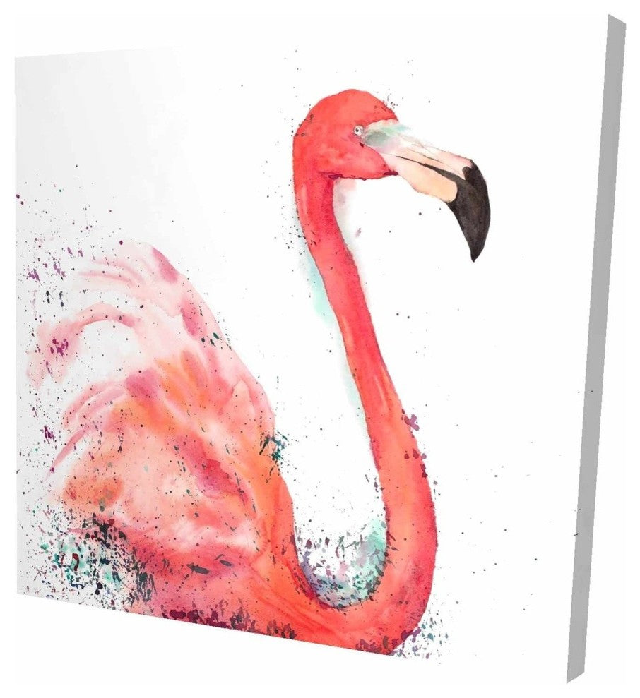 Splashing Flamingo, Fine Art Gallery Wrapped Canvas, 24"x24"