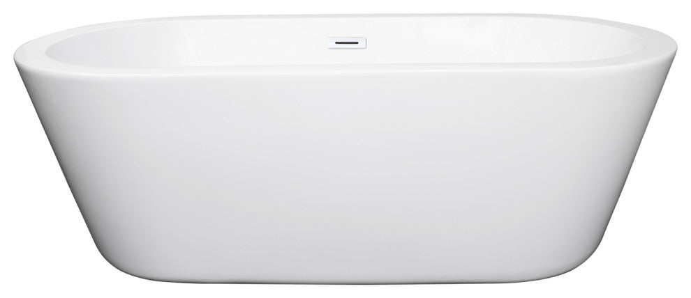 67" Freestanding Bathtub, White, Shiny White Drain and Overflow Trim
