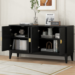 GDF Studio 4-Door Sideboard Storage Cabinet, Gold Handles & Adjustable Shelf