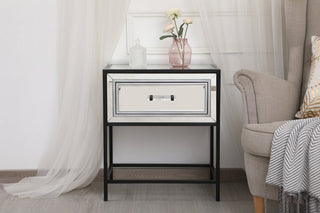 Bailee 21" Mirrored 1-Drawer End Table, Black