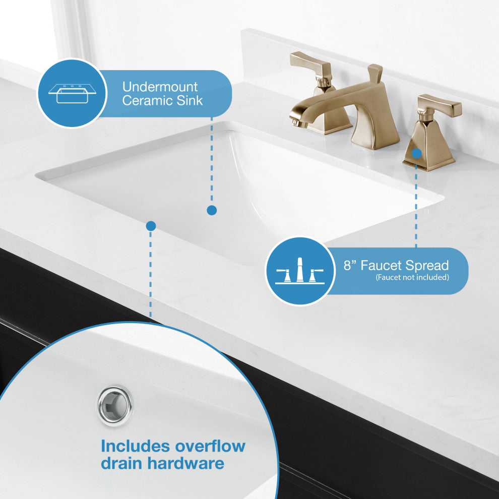 OVE Decors Salisbury Bathroom Vanity, Black, 60 in