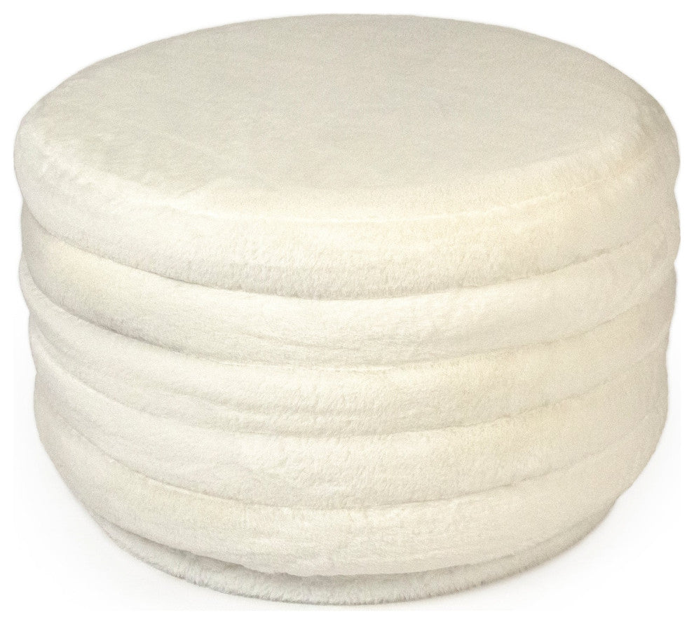 White Faux Fur Ottoman