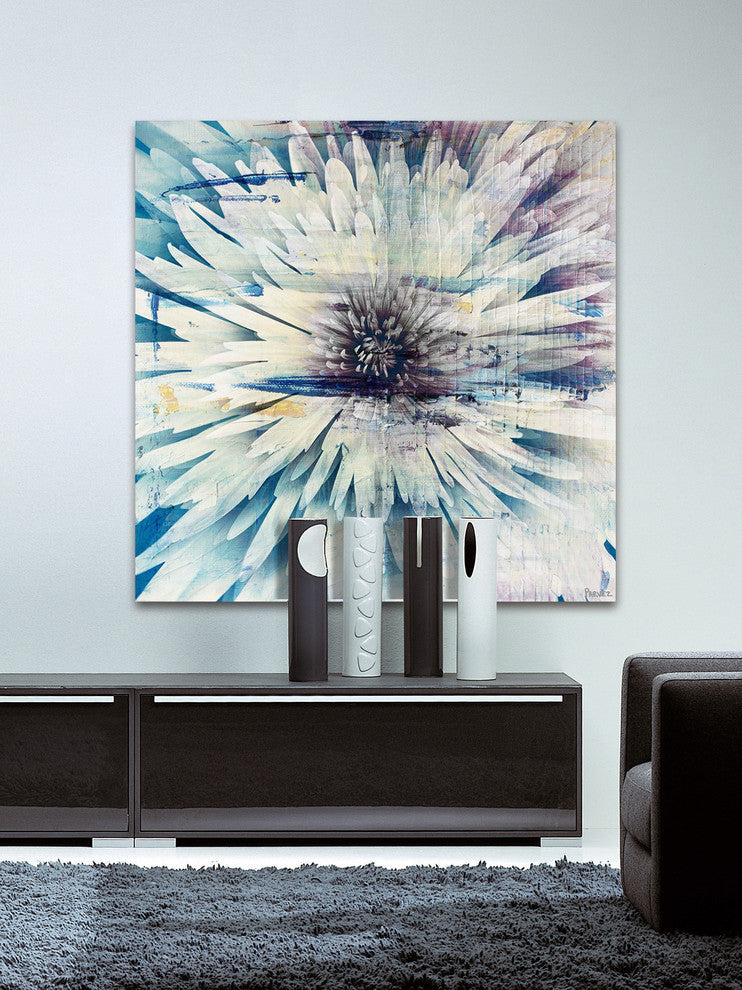 "White Burst Bloom" Painting Print on Wrapped Canvas, 32"x32"