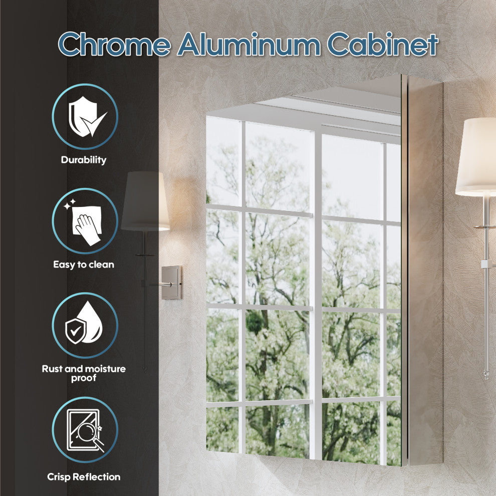 Recessed/Surface Mount Bathroom Medicine Cabinet, Soft-Close Blum Hinges, Left Swing, 24"x30"