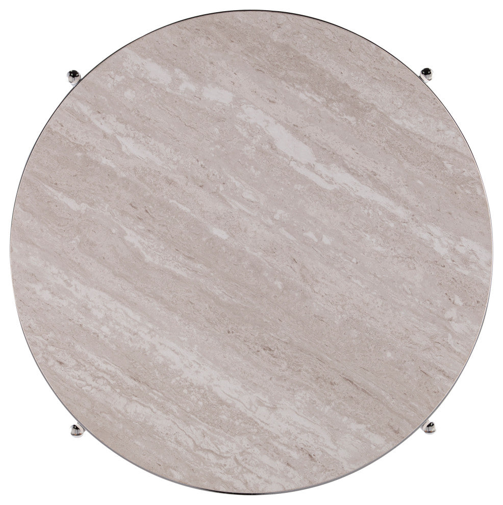 Ackers Round Faux Stone End Table