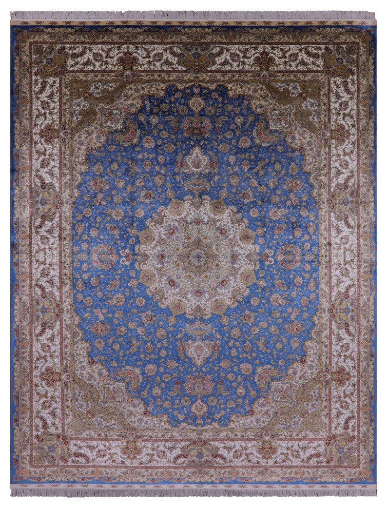 9' 0" X 12' 0'' Hand Knotted High End Persian 100% Silk Rug Q4787