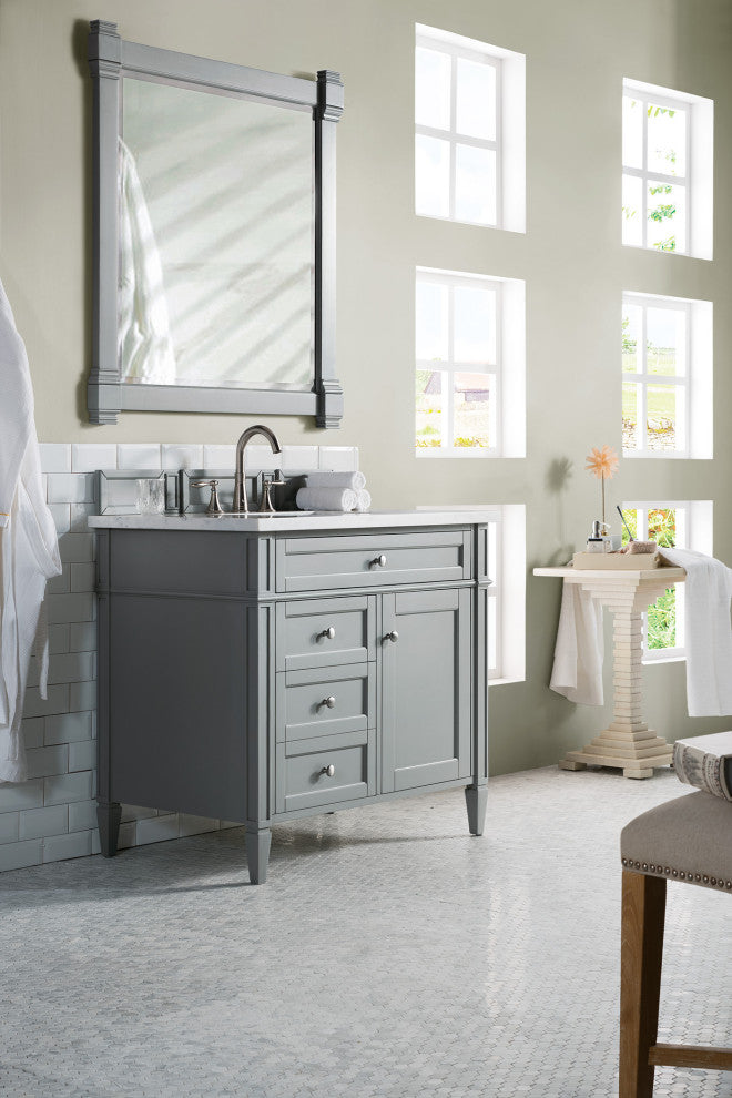 James Martin 650-V36-UGR-3AF Brittany 36 Inch Vanity with Solid Surface Top