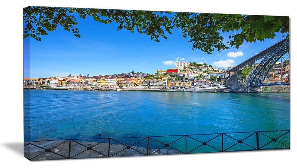 Douro River and Iron Bridge Portugal, Landscape Canvas Art, 32"x16"