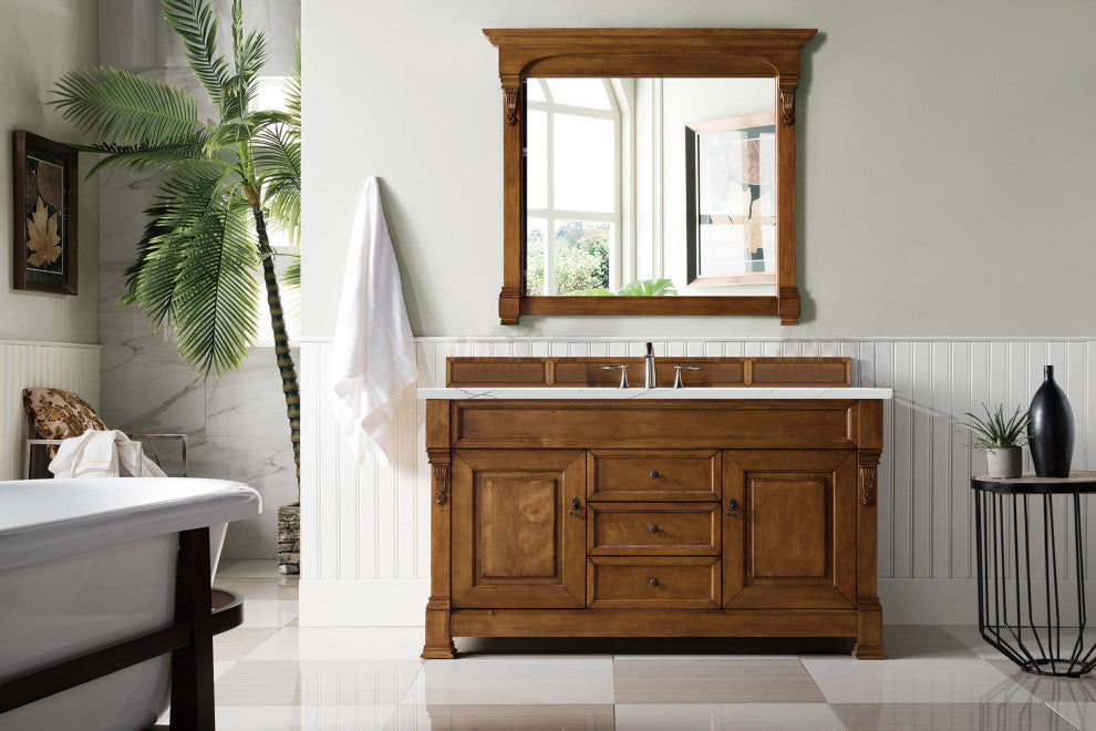 James Martin 147-114-5371-3ENC 60" Country Oak Single Vanity + Quartz Top