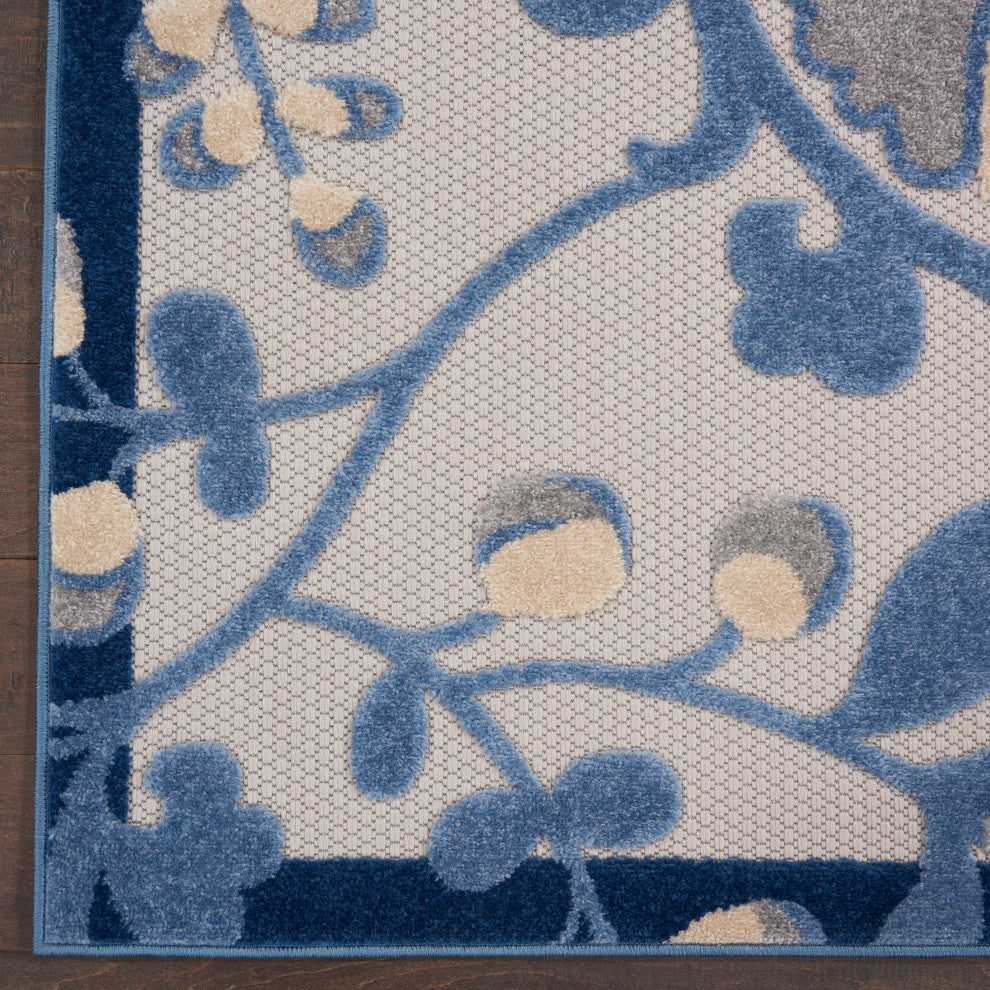 Nourison Aloha 9' x 12' Blue/Grey Farmhouse Area Rug