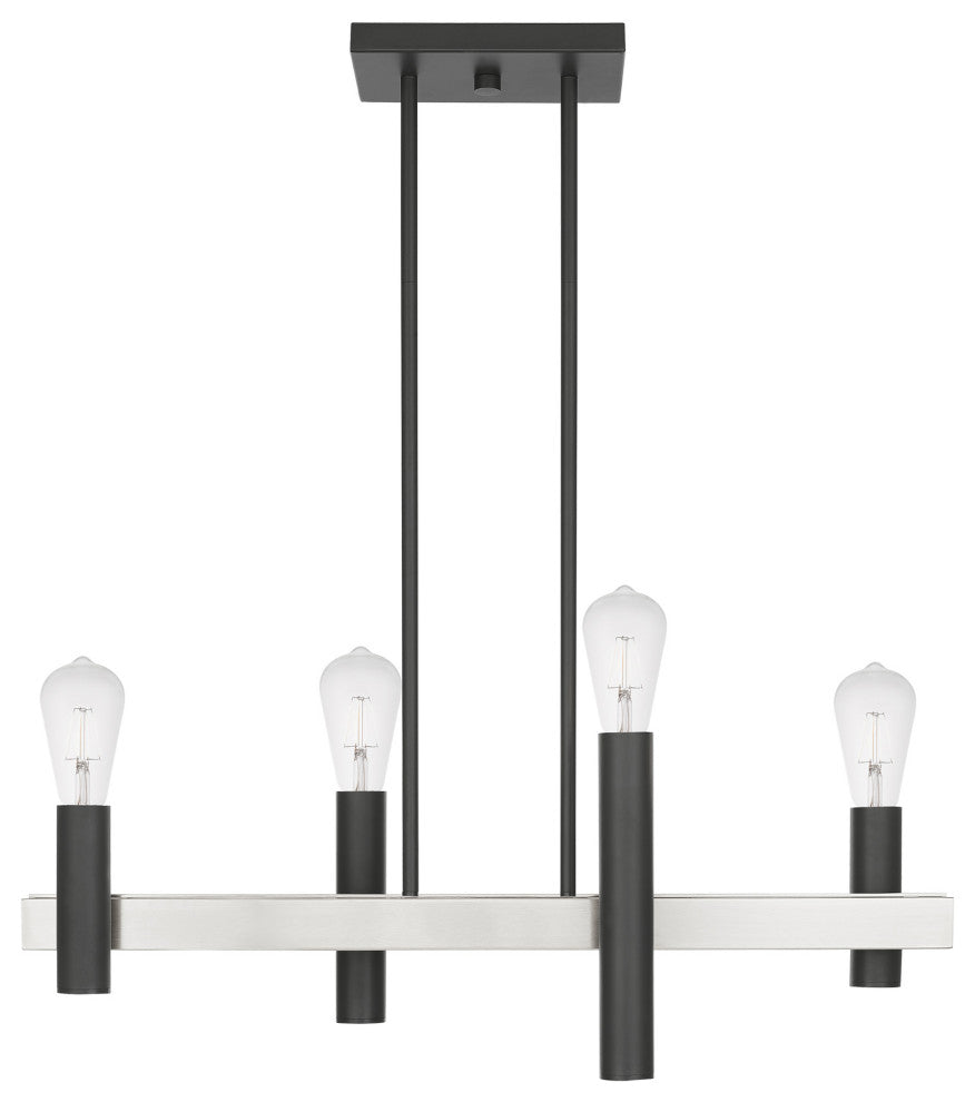 Livex Helsinki 4 Light Scandinavian Gray, Brushed Nickel Linear Chandelier